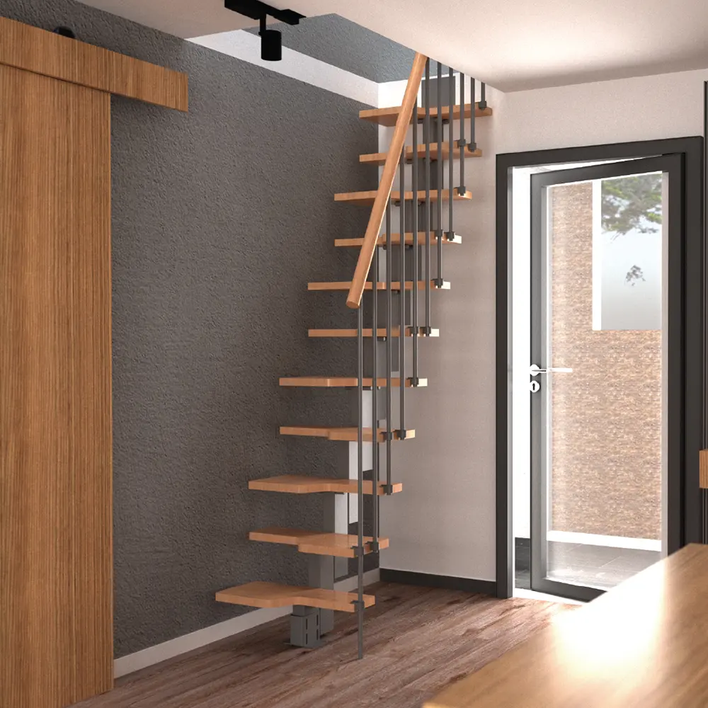Scara Andre cu structura gri si trepte din multiplex lacuit - SCALUX