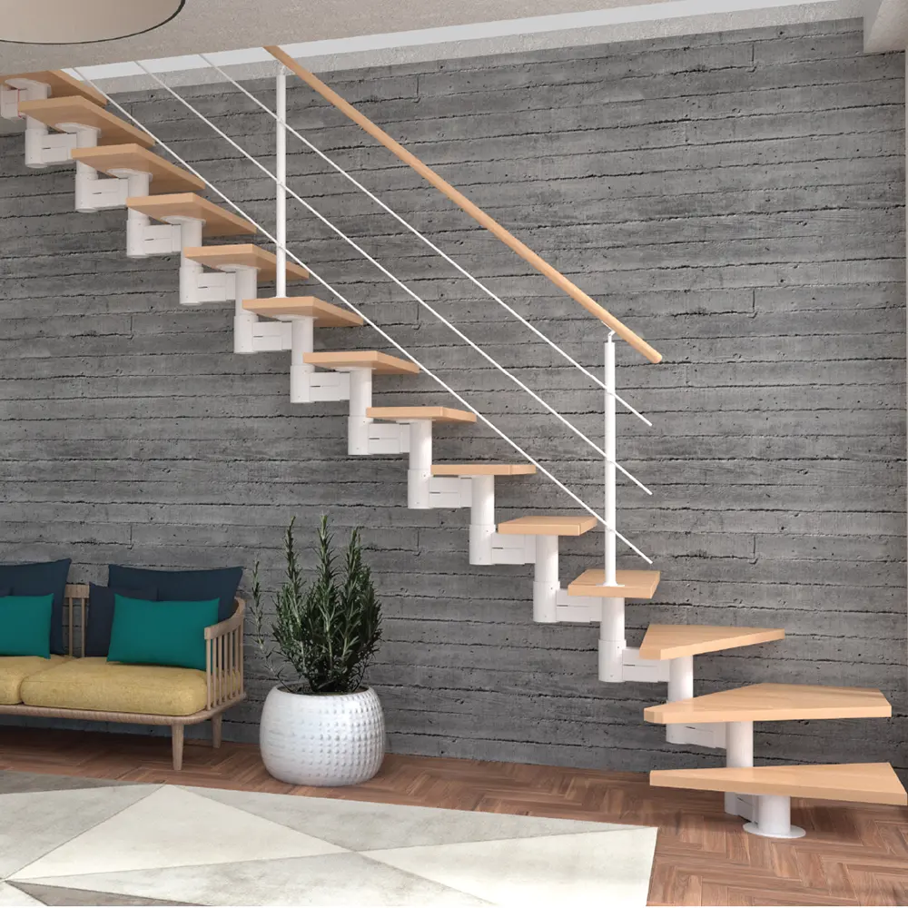 Vedere laterala scara Manhattan cu structura metalica neagra - SCALUX