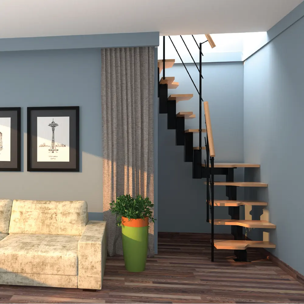 Scara modulara Quadro cu structura metalica si trepte din multiplex - SCALUX