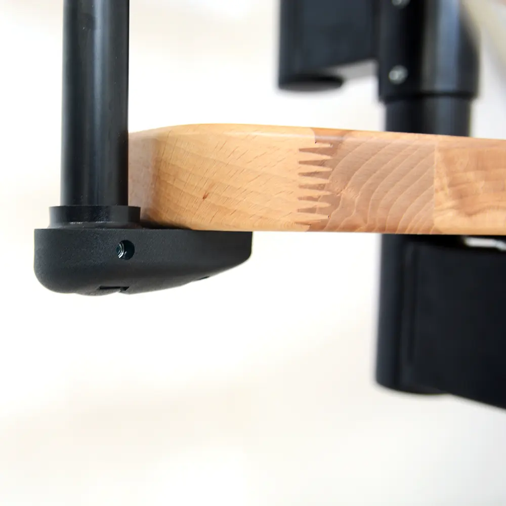 Perspectiva laterala scara compacta Lumia cu trepte curbate - SCALUX