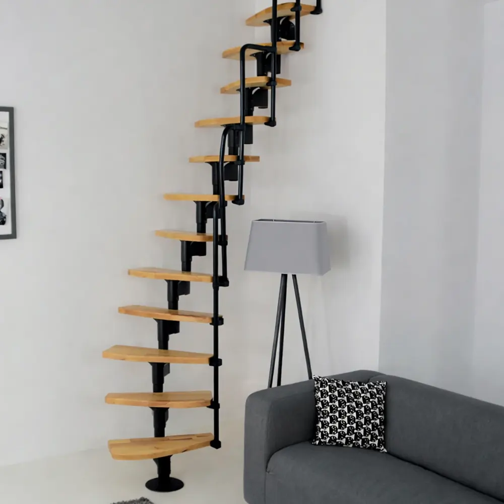 Vedere laterala scara Scala cu trepte alternate din fag masiv - SCALUX